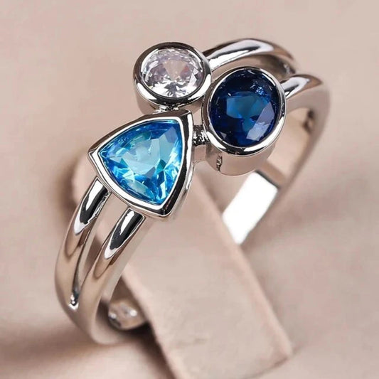 Marie™ | Eleganta Vintage Ringar med Blå Krystaller