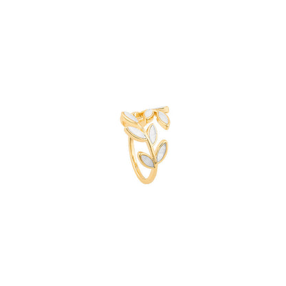 Kerstin™ | Justerbar guldring med elegant vitt opalblad