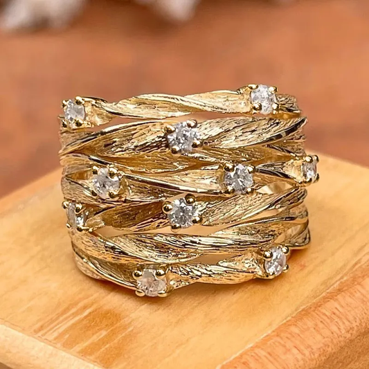 Ingrid™ | Elegant vintagering i guld